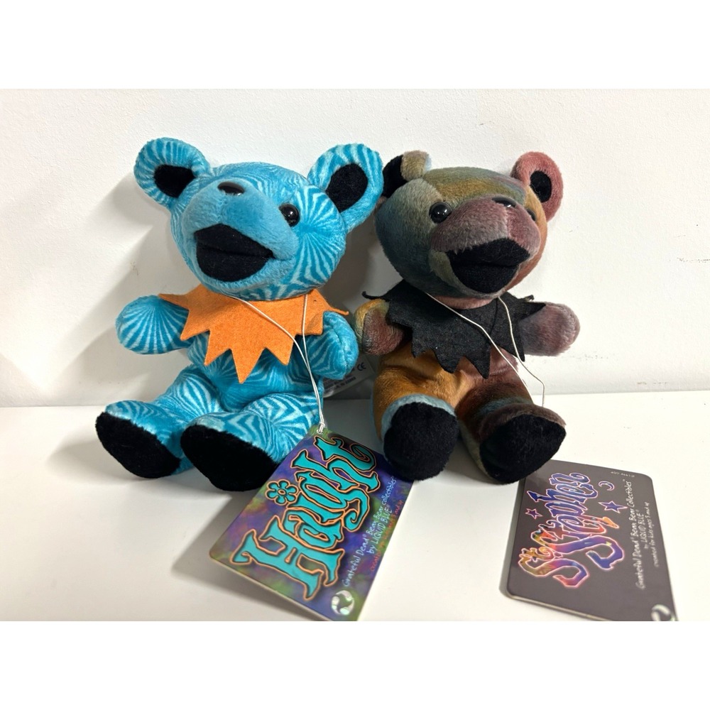 Grateful Dead Beanbag Plush Bears Lot 2 Haight Street Fillmore East Liquid Blue